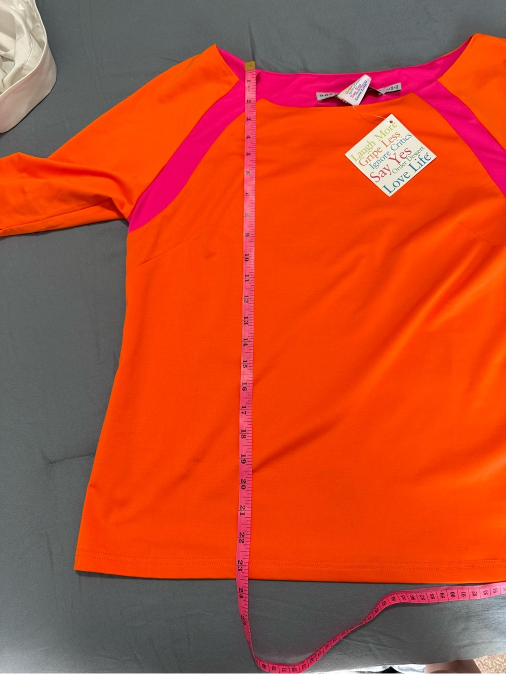 NWT Gretchen Scott Jersey Tee Topper Color Block Top Orange Pink Large - Picture 7 of 8